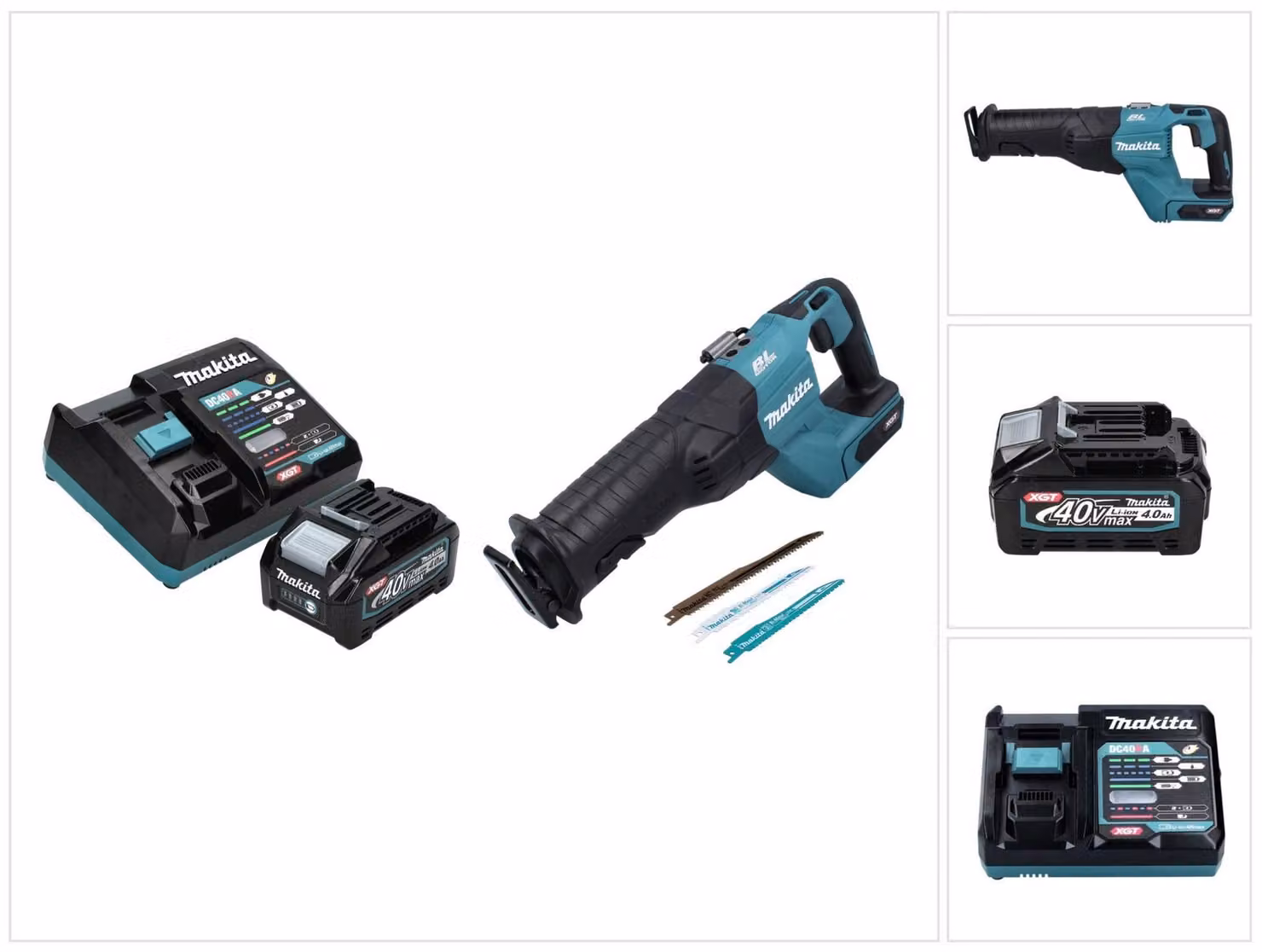 Makita JR 001 GM1 Seghetto diritto a batteria 40 V max. Brushless XGT + 1x Batteria 4,0 Ah + Caricabatterie - senza valigetta