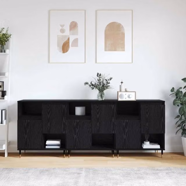 Sideboards 3 pz Rovere Nero 3394544