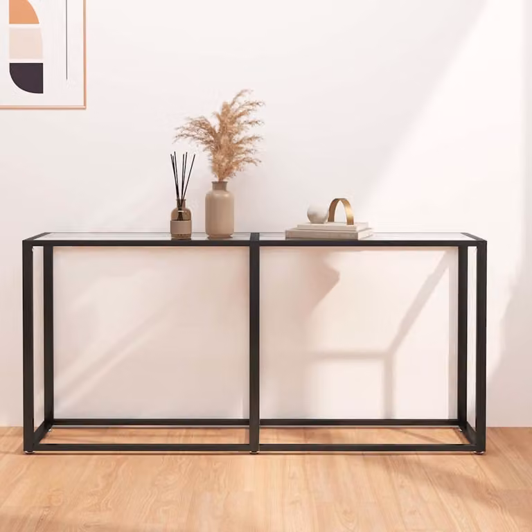 vidaXL Tavolo Consolle Moderno in Vetro Temperato Trasparente L/P/H: 160 x 35 x 75,5 cm