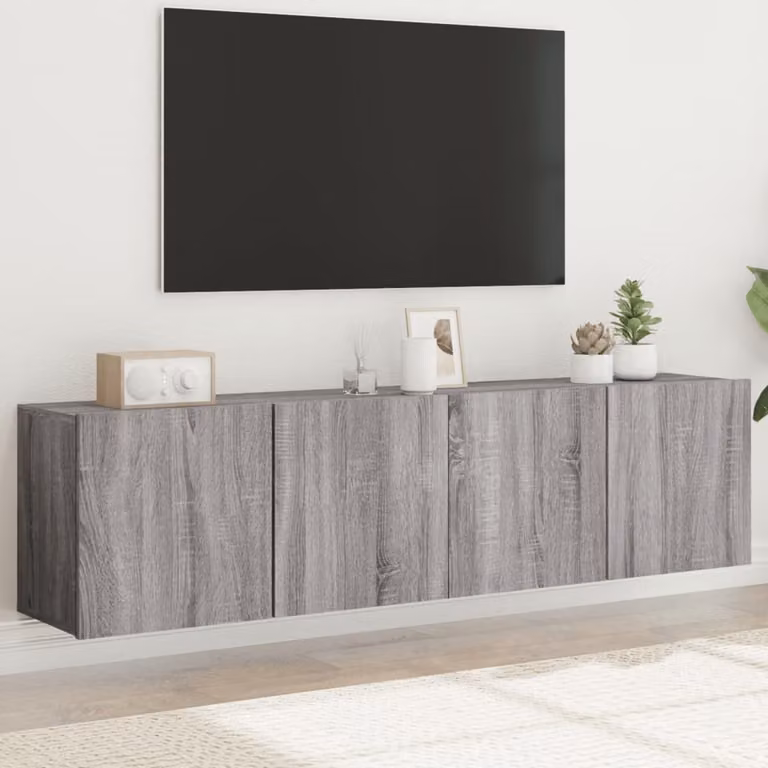 Set di 2 mobili TV da parete vidaXL in stile moderno, colore grigio, L 80 cm x P 30 cm x H 41 cm