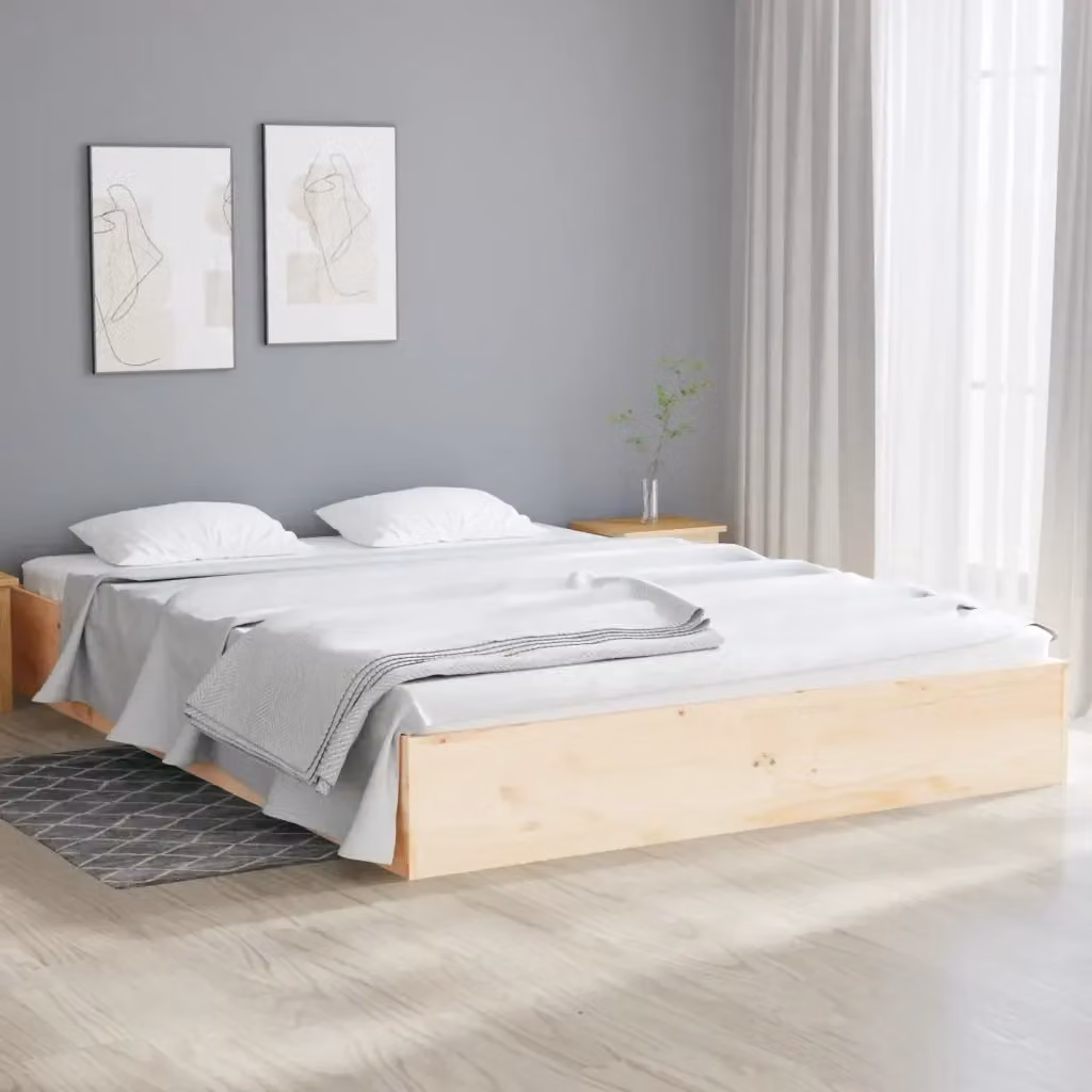 Letto matrimoniale Small Double in legno massello di pino naturale con giroletto e doghe in legno L/P: 120 x 190 cm – 2