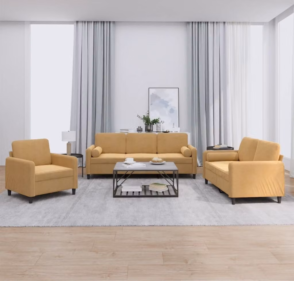 Maison Exclusive - Set divano a 3 pezzi con cuscini in velluto marrone