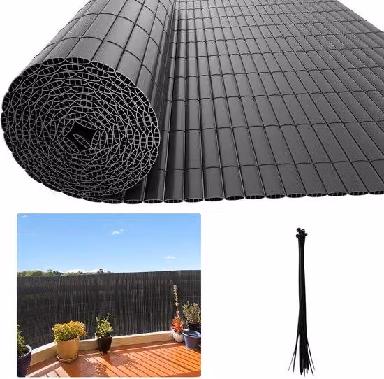 Recinzione da giardino in PVC da 3 m per garantire la privacy – Recinzione da giardino e da balcone – Grigio
