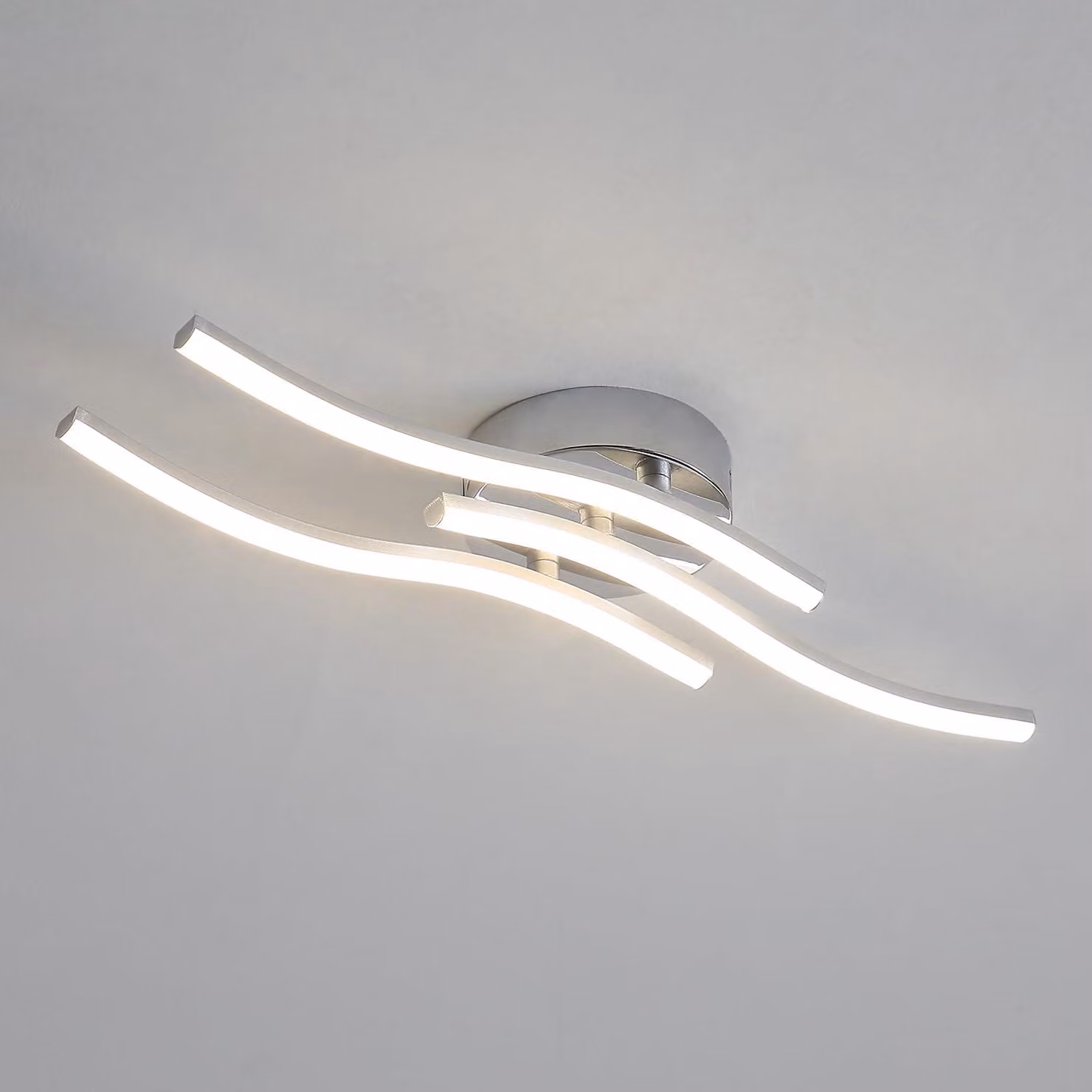 Lampada da soffitto LED moderna, elegante, color argento, 18W, 2000 lumen, temperatura di colore 4500K