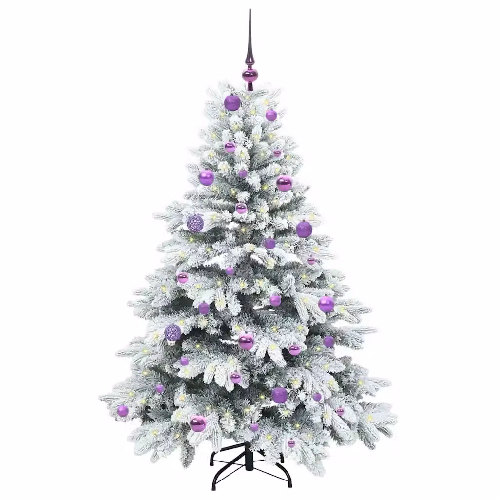 Albero di Natale artificiale moderno vidaXL con 150 LED bianco caldo, colore verde e bianco, Altezza: 150 cm – 2