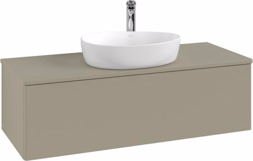 Mobiletto V&B con struttura frontale, con illuminazione Antao 120x36x50cm, HL, WBP Lac, lea gre. m Lac