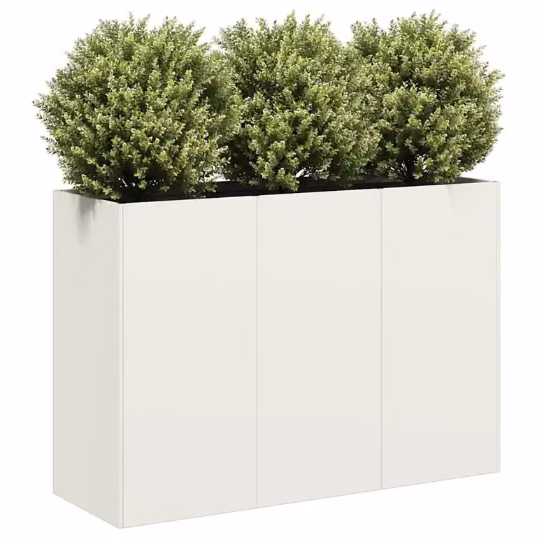 Fioriera a cassetta bianca in acciaio laminato a freddo L: 120 cm, P: 40 cm, H: 80 cm