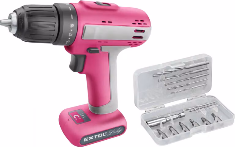 Trapano a batteria, rosa, 12V Li-ion, 1500mAh