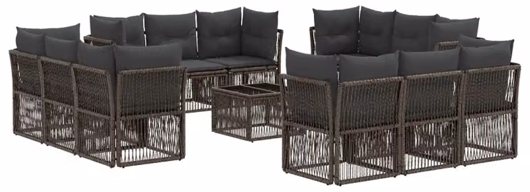 Set Divano da Giardino 13 pcs Grigio polyrattan