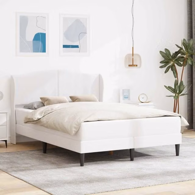 Struttura del letto con testiera vidaXL in similpelle bianco L/P/H: 200 x 120 x 101 cm