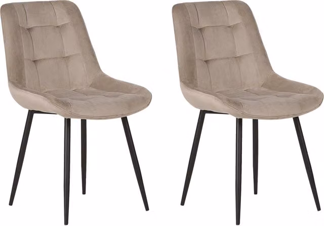 Set di 2 sedie da pranzo in velluto grigio gambe in acciaio Nero sedie moderne imbottite