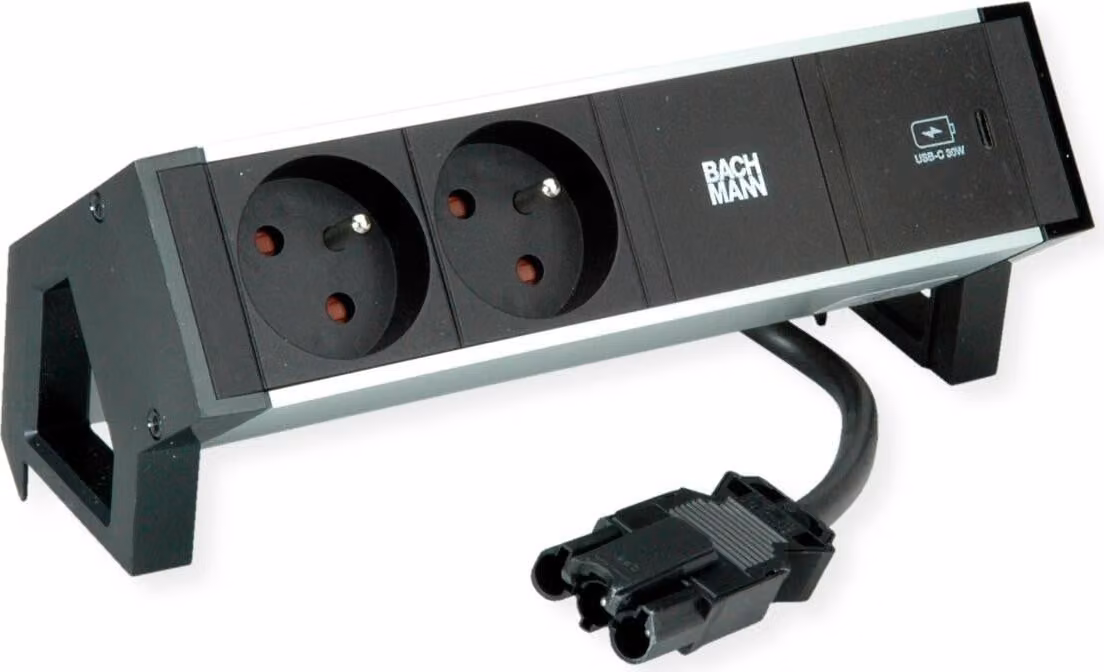 Bachmann Desk2 Alu Nero 2Xute 1Xusbc 30W 0,2M Gst18