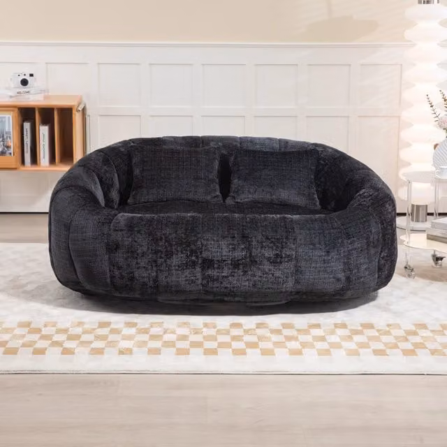 Divano Pouf Sacco Lounge ¨C MINIMAL ¨C Nero Chenille, Adulti e Bambini