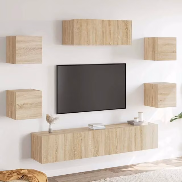 Set di Mobili Porta TV 7 pz Rovere Sonoma in Legno Multistrato 3114512
