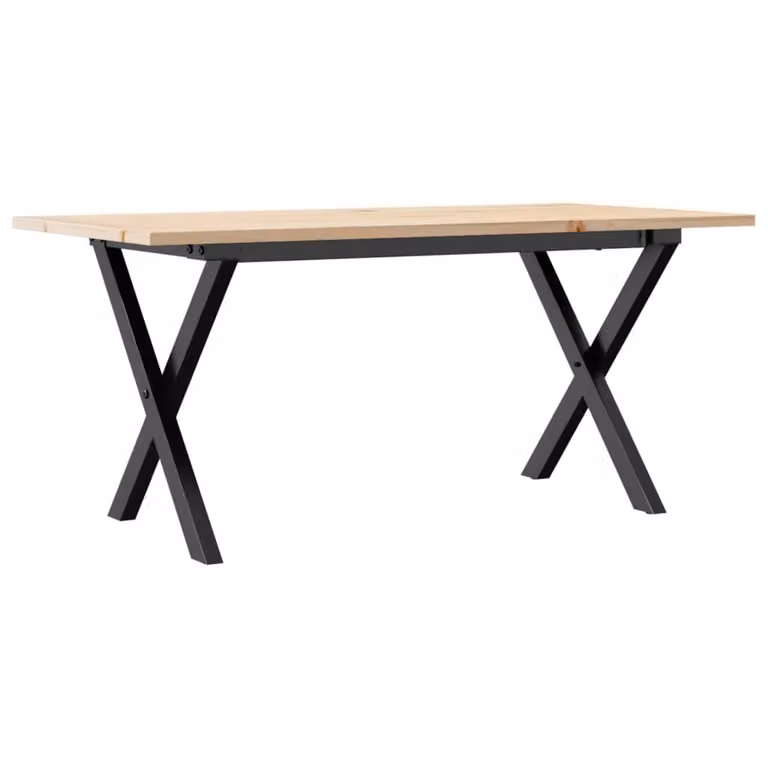 Tavolino Salotto Telaio a X 100x50x45 cm Legno Pino e Acciaio