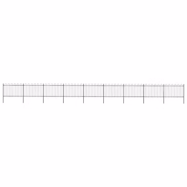 Recinzione da giardino vidaXL in acciaio nero con parte superiore ad anello L: 1506 cm, H: 120 cm