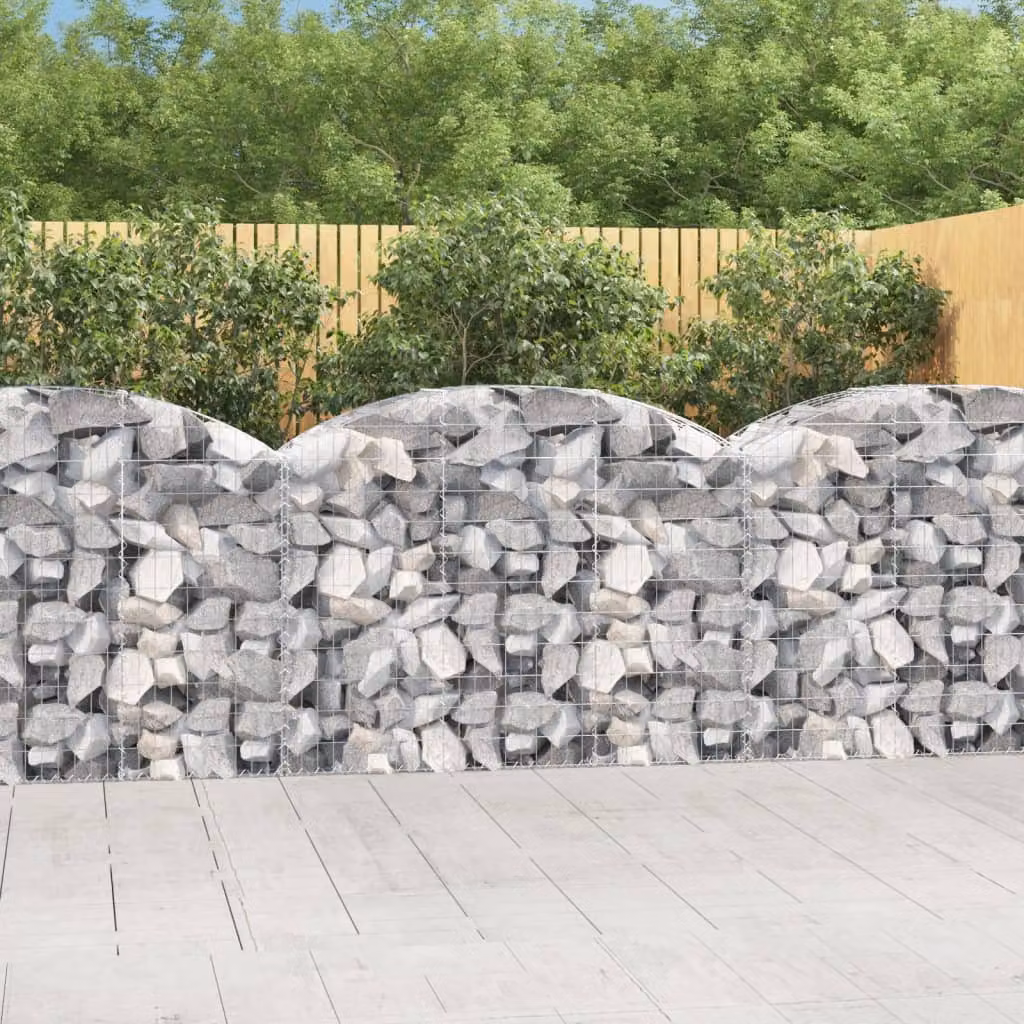 Cesto Gabbione ad Arco vidaXL in Acciaio Zincato Grigio L: 150 cm, P: 50 cm, H: 100/120 cm