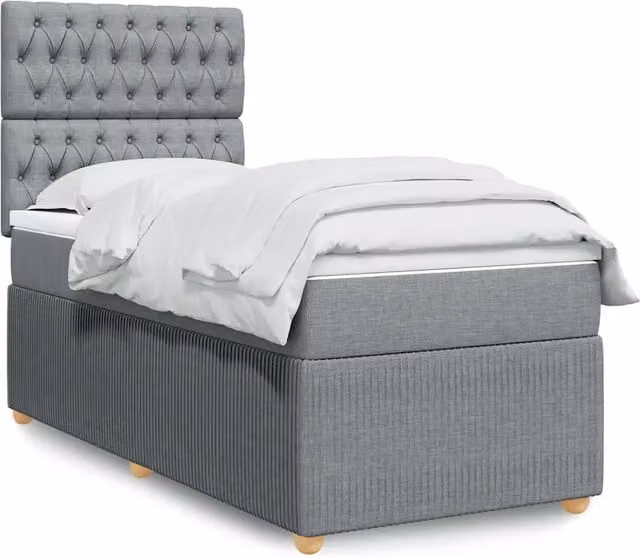 Giroletto a Molle con Materasso Grigio Chiaro 90x190 cm Tessuto 3291918