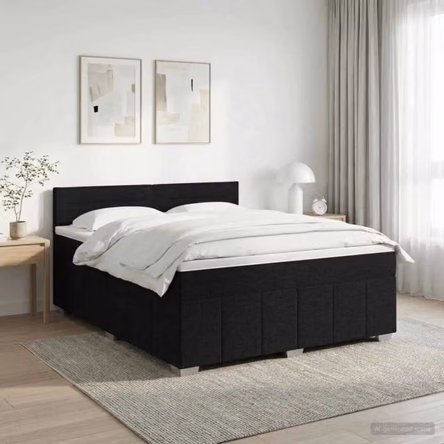 Letto box spring con materasso ibrido vidaXL nero L: 180 cm, P: 200 cm, H: 140 cm – 1