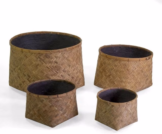 Portavaso cemento bambù 1-4 naturale tondo cm ø63h47