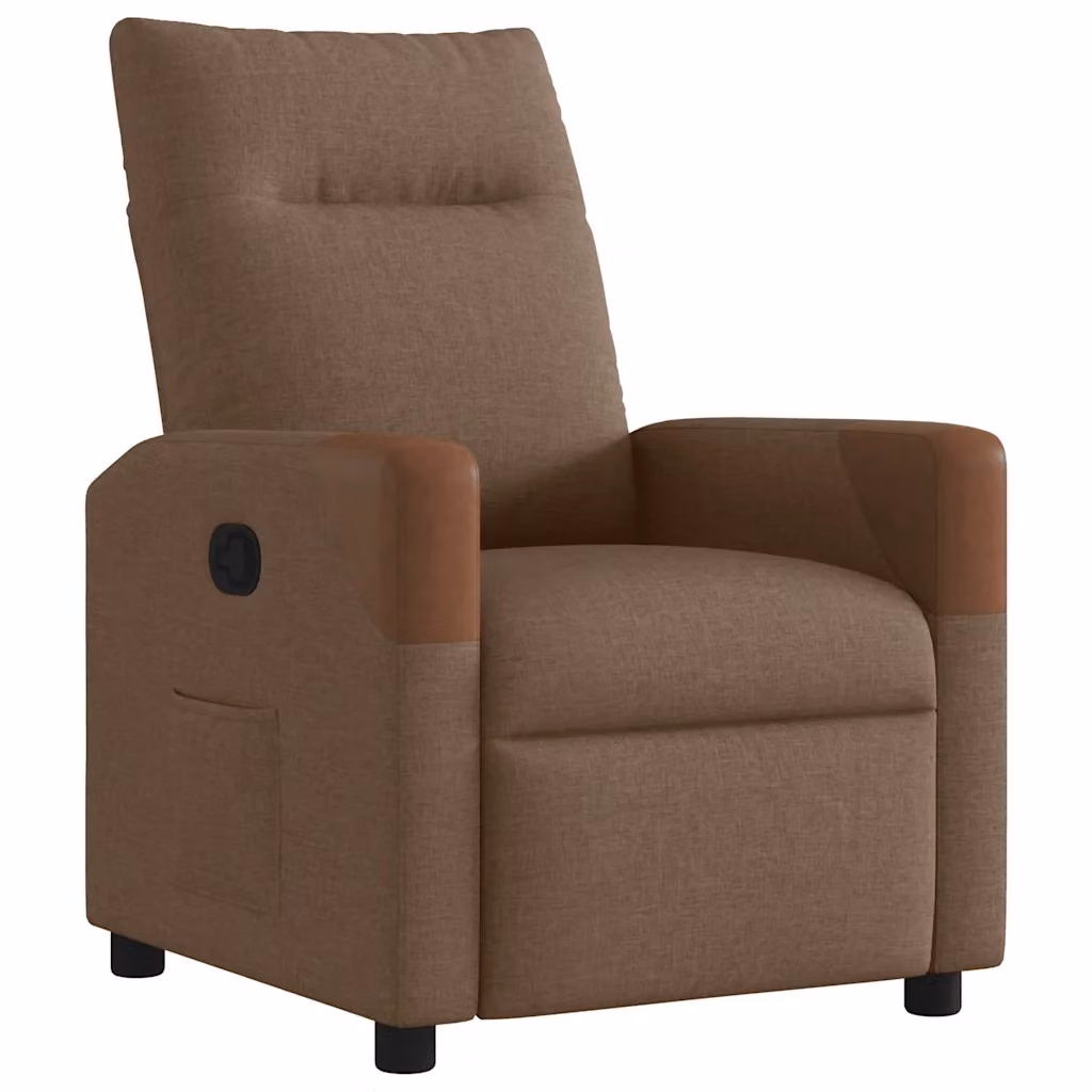 Poltrona Reclinabile Relax in Tessuto Marrone con Braccioli e Regolazione Manuale – 2