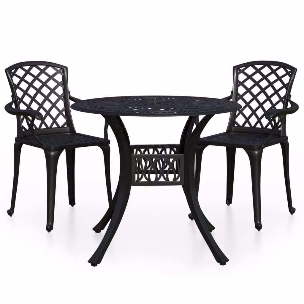Set da Bistrot 3 pz in Alluminio Pressofuso Nero