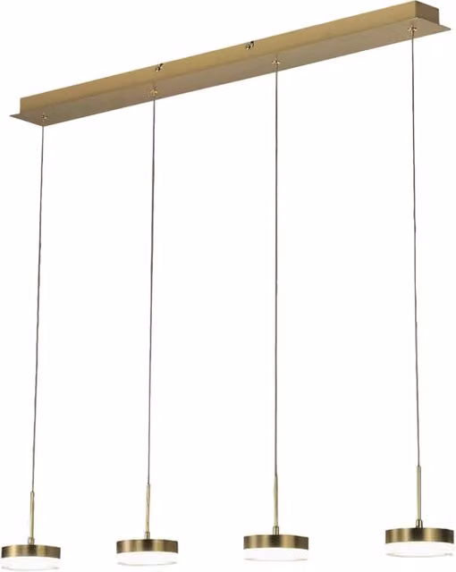 Lampada a sospensione Dunk 4 luci Fabas Luce - LED 32W dimmerabile - Ottone satinato Design lineare