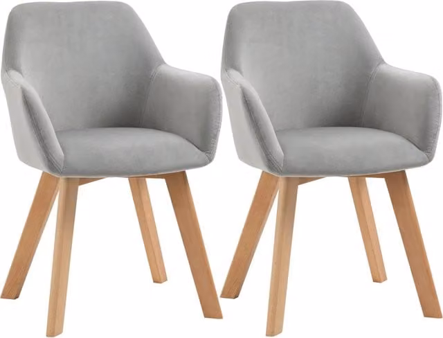 Set 2 Sedie da Pranzo ¨C Xylo ¨C Velluto Grigio Gambe Legno Naturale 54x57x80 cm
