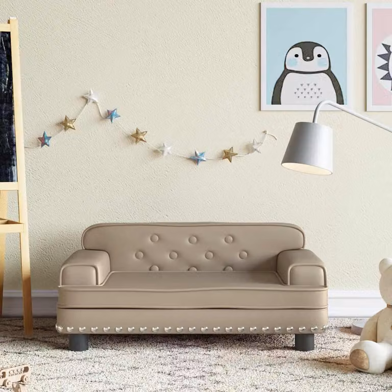 vidaXL Divano per Bambini in Similpelle Beige, L 70 cm x P 45 cm x H 30 cm