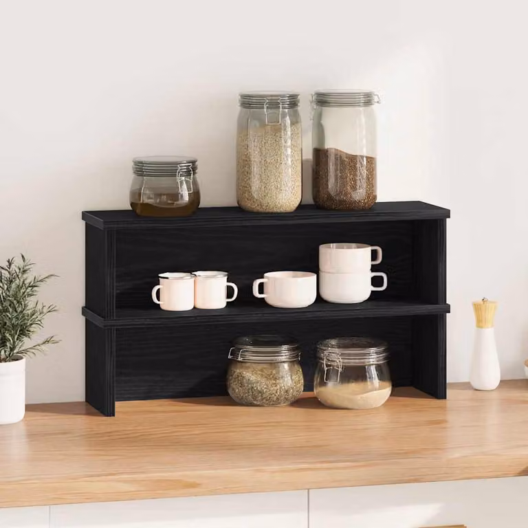 vidaXL Scaffali da Cucina Impilabili 2 pz Neri 60x15x16 cm