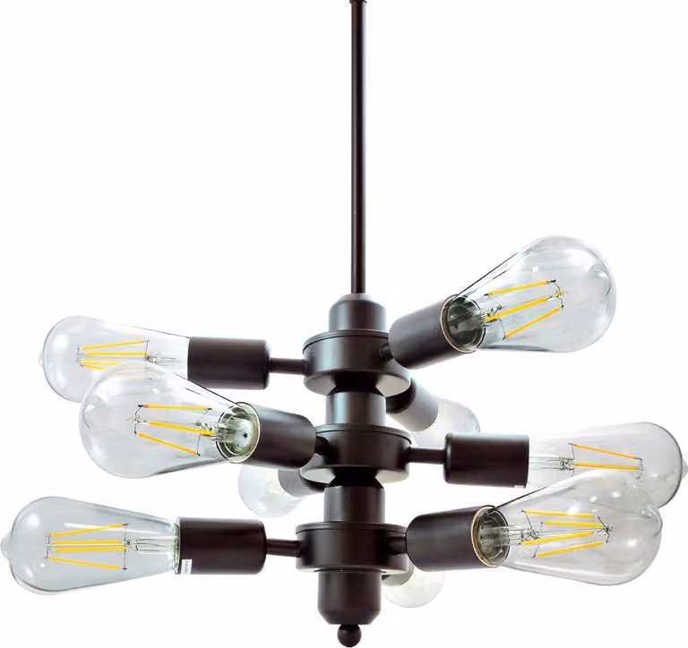 Lampada a sospensione OREBRO nera 9xE27x10W in metallo, dimensioni: 150x25x25 cm, IP20, Polux