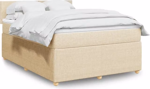 Giroletto a Molle con Materasso Crema 160x200 cm in Tessuto 3289805