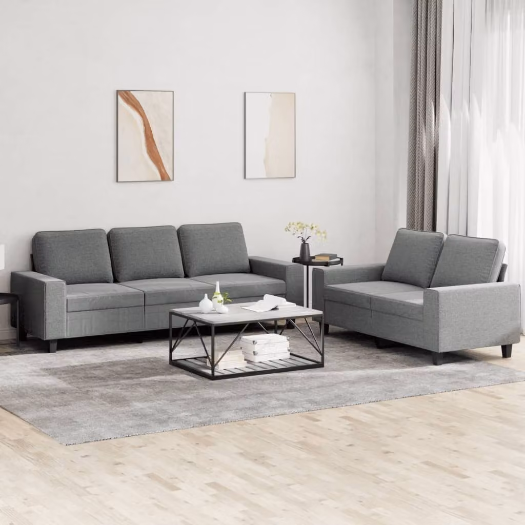 Maison Exclusive - Set divano a 2 posti in tessuto grigio scuro