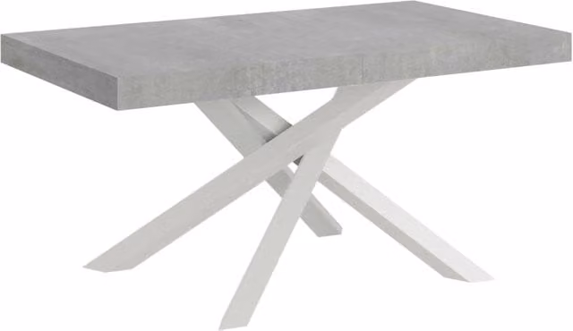Tavolo allungabile Volta Premium Bs Com con piano in effetto cemento grigio e telaio bianco L/P/H: 90 x 180/440 cm