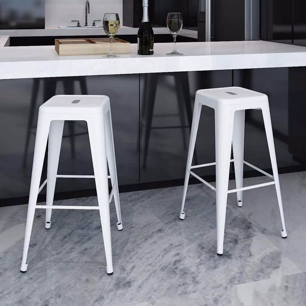 Set di 2 sgabelli da bar moderni vidaXL in metallo bianco lucido