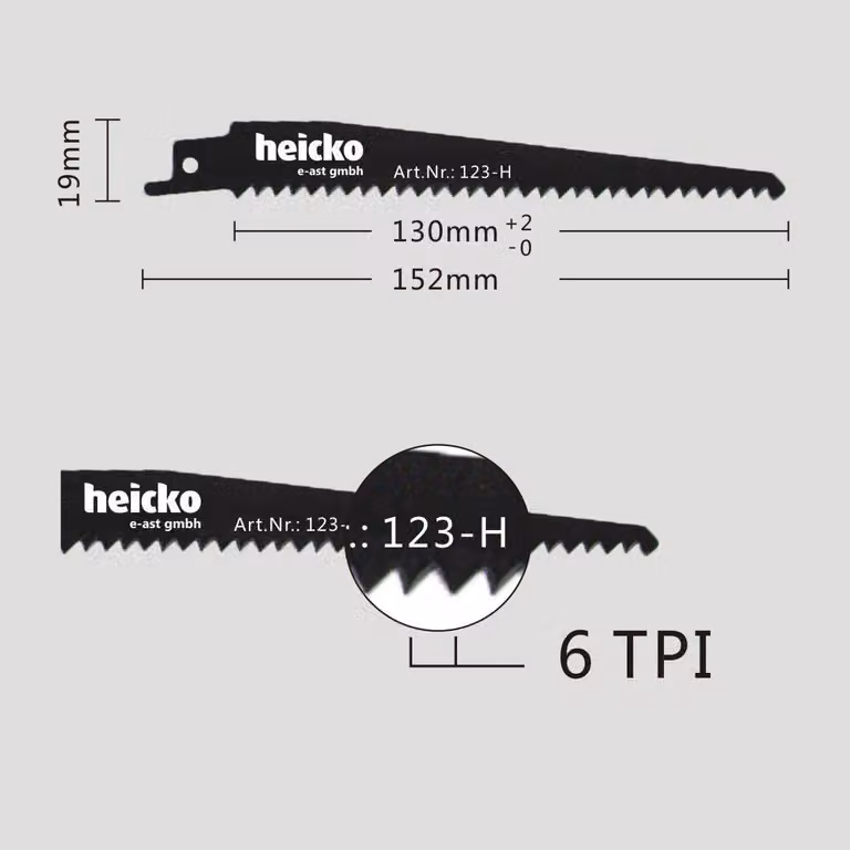 Set di 5 lame di ricambio per seghe alternative, 152 mm, 6 denti per pollice, acciaio HSS