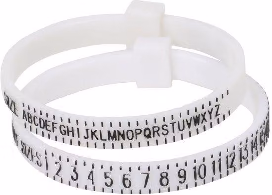 Misuratore di anelli in plastica flessibile, con misure in sistema UK/US, ideale per gioiellieri, per misurazioni precise