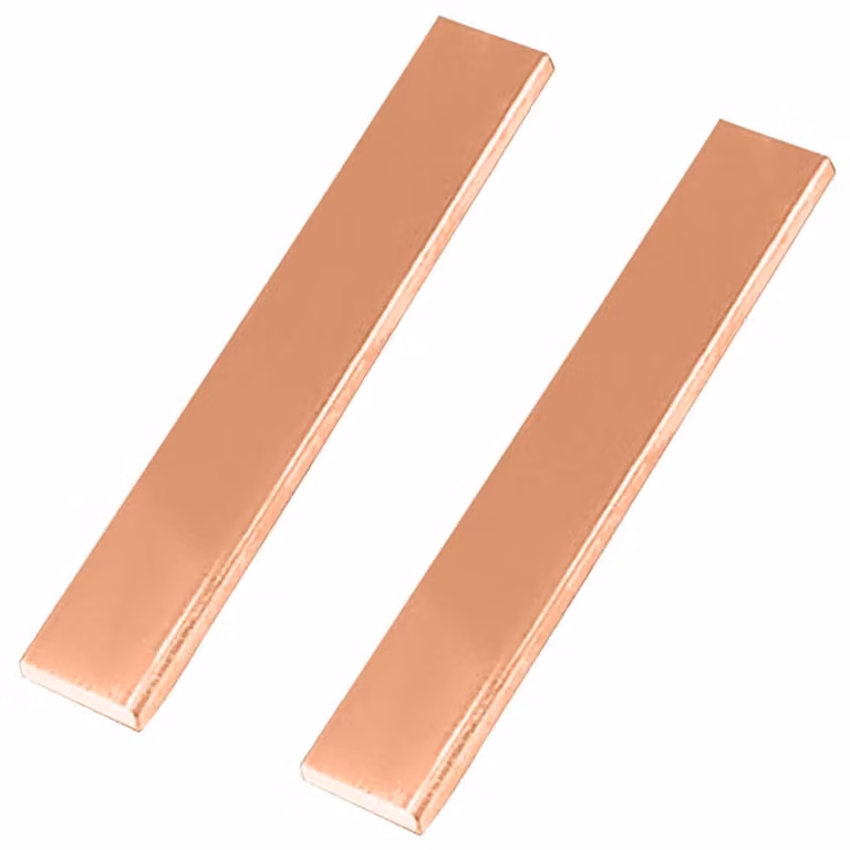 Piastre di rame T2, 2 pezzi, dimensioni 3x30x150 mm, rettangolari, color ottone