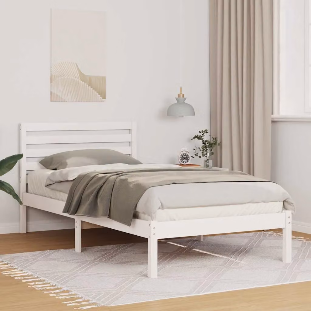 Struttura del letto in pino massello vidaXL Bianco 90 x 200 cm