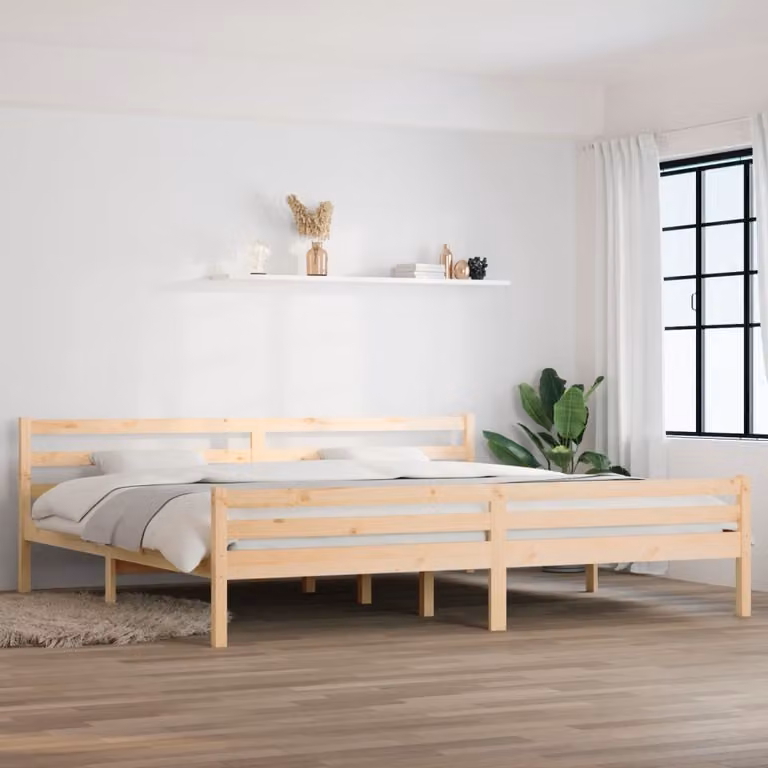 The Living Store Letto in legno massiccio 200x200 cm