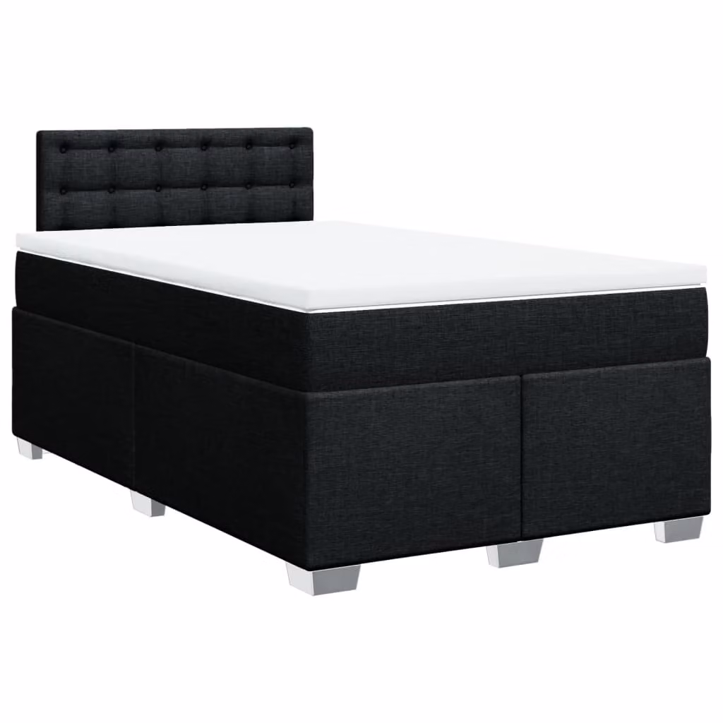 Giroletto a Molle con Materasso Nero 120x190 cm in Tessuto