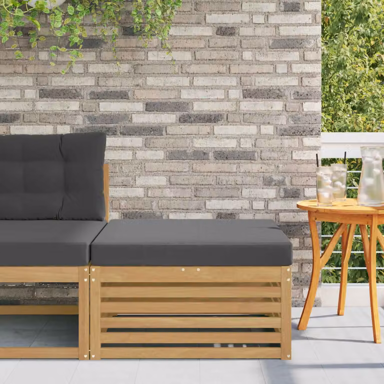 vidaXL Poggiapiedi da Esterno Moderno in Legno di Acacia con Tessuto Bianco, Antracite o Grigio