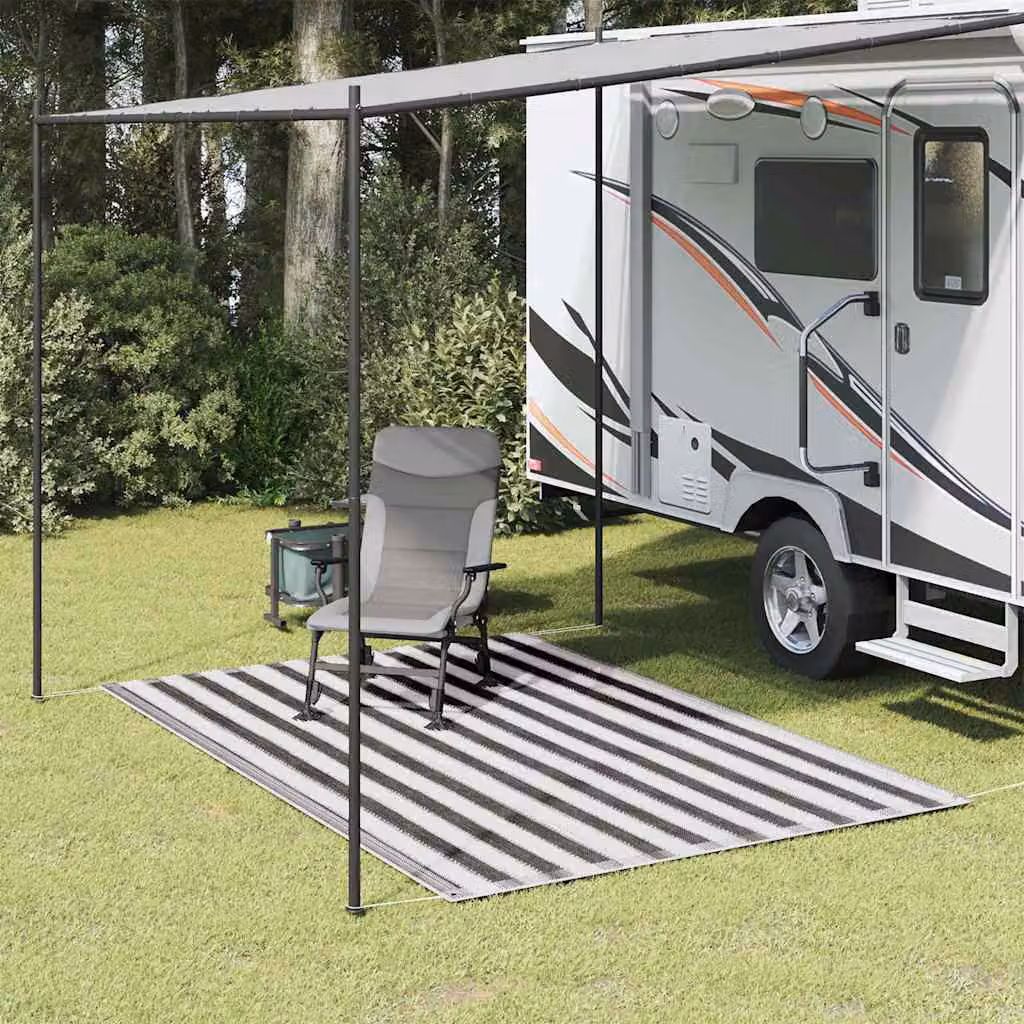 Tappeto da esterno vidaXL moderno in polipropilene, L 300 cm x P 200 cm, Antracite e Bianco