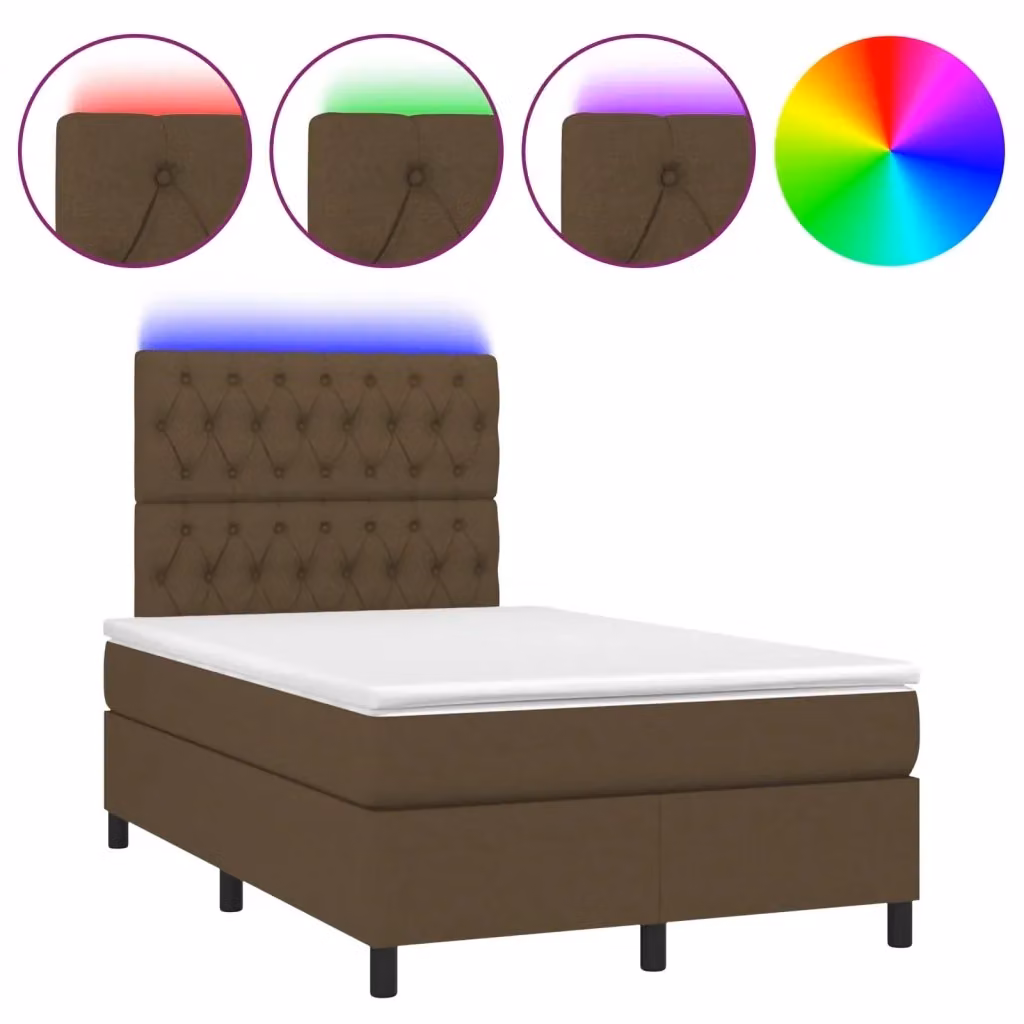 Letto Ibrido con Materasso e Illuminazione LED vidaXL, Marrone Scuro e Bianco, L/P/H: 120 x 200 x 203 cm – 2