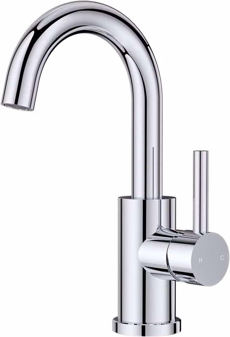 Miscelatore per lavabo a 360°, in acciaio inossidabile, per acqua calda e fredda, finitura cromata, adatto per lavabi