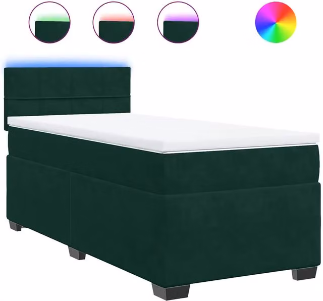 Letto singolo | Letto per adulti | Giroletto a Molle con Materasso Verde Scuro 80x200 cm Velluto