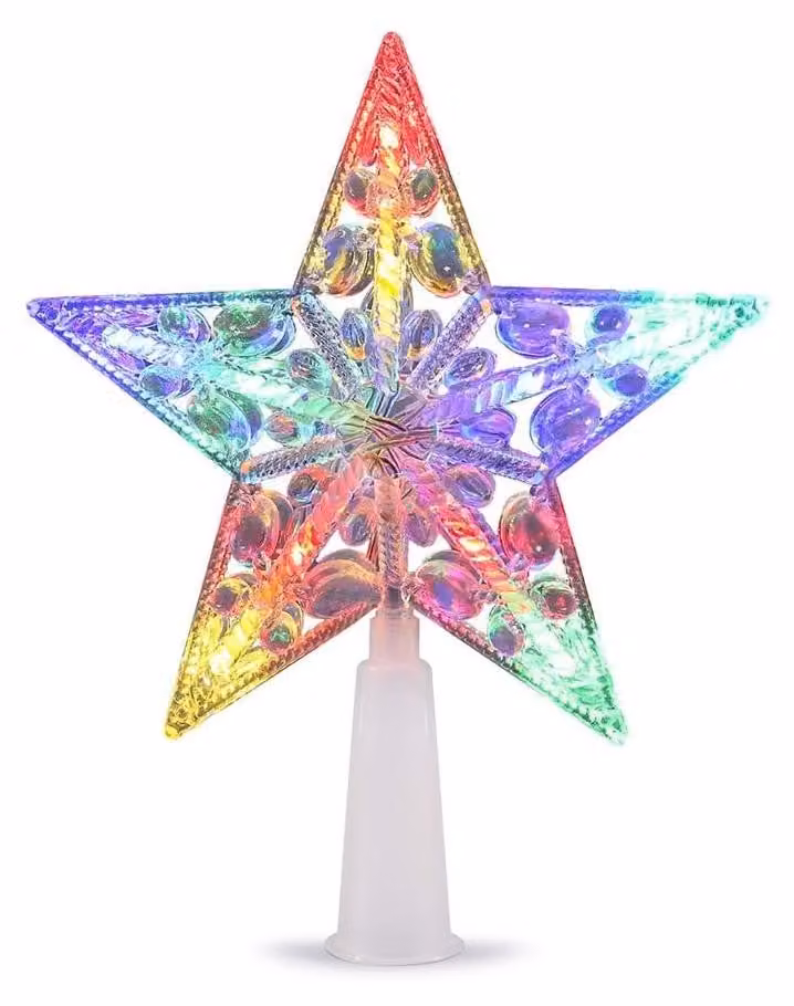 Catena luminosa con 3 batterie AA, a forma di stelle, 21 cm, colori RGBY