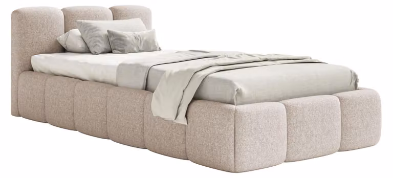 Selsey Cloudy Low – Letto imbottito 90x200 cm, ciniglia beige chiaro