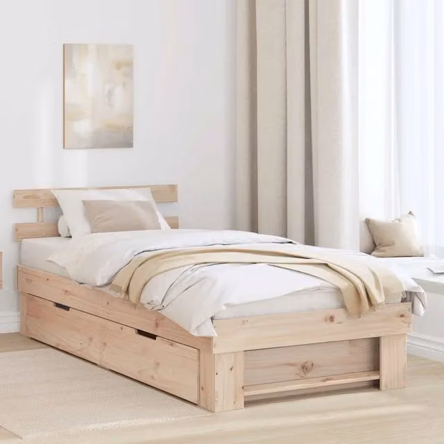 Struttura del letto-Giroletto Naturale 100 x 200 cm Pino massello 405069