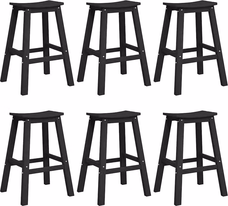 Set Bar da Giardino 6 pcs Nero HDPE